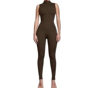 SKIMS All-In-One Mock Neck Sleeveless Jumpsuit Cocoa 4X